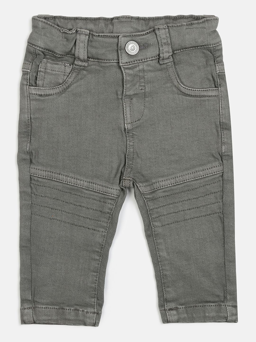 Stretch Denim With Stitch Details-Grey